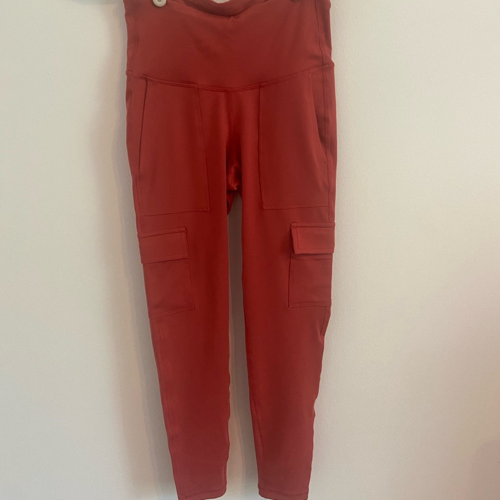 Red Cargo Pocket Leggings